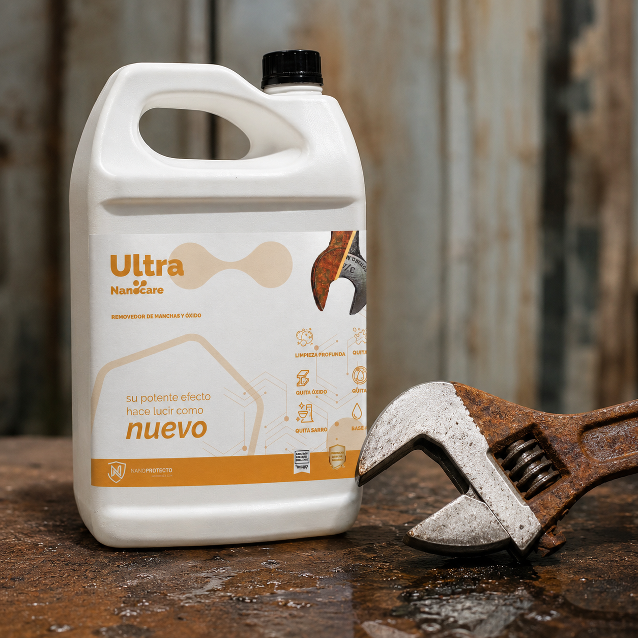 Limpieza desincrustante de Ultra sobre superficie metálica