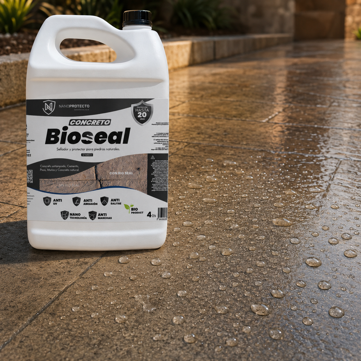 Efecto hidrofóbico de Bio Seal Concreto sobre concreto