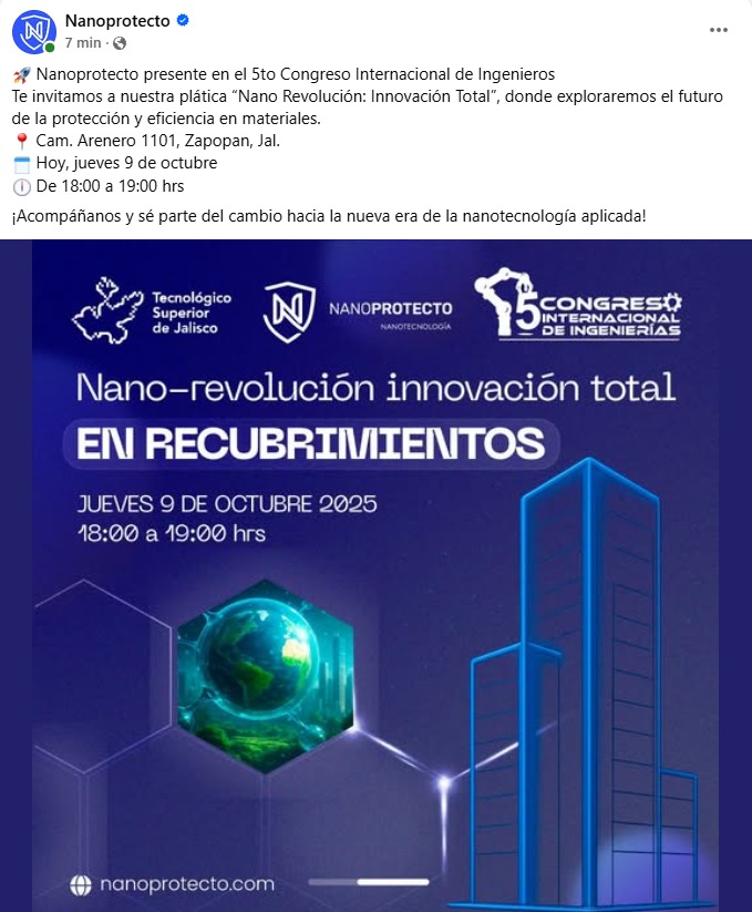 Cartel de Nanoprotecto en el 5.º Congreso Internacional de Ingenierías, 9 de octubre de 2025